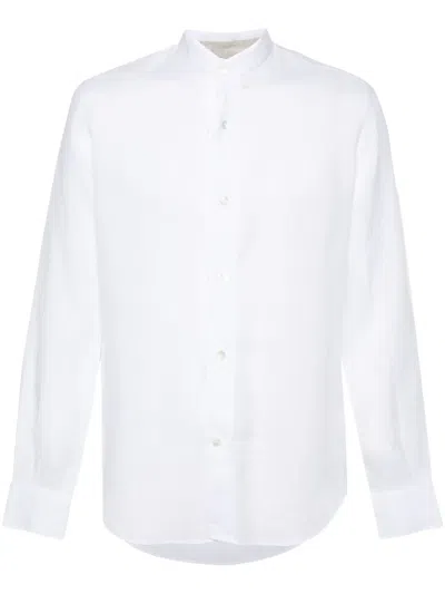 Eleventy Slub-texture Linen Shirt In White