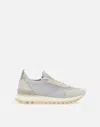 Eleventy Grey Sneakers With Knitted Upper And Chunky Sole In Fabric And Suede Man In Grey
