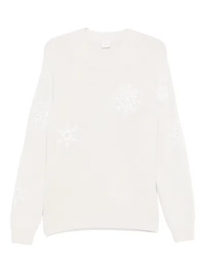 Eleventy Snowflake-embroidered Sweater In White