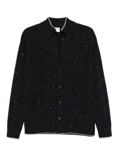 Eleventy Speckled Button Cardigan In Black