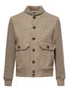 Eleventy Speckled-effect Ribbed Jacket In Brown