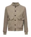 Eleventy Speckled-effect Ribbed Jacket In Brown