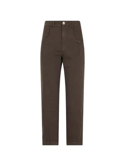 Eleventy Split-cuff Straight-leg Trousers In Brown