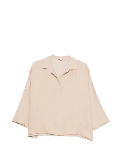 Eleventy Spread-collar Short-sleeve Blouse In Pink
