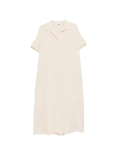 Eleventy Spread-collar Short-sleeve Dress In Neutral