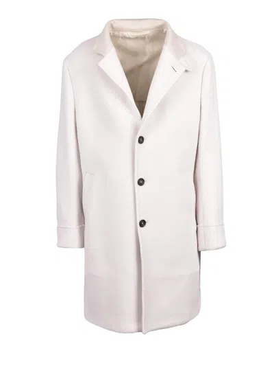 Eleventy Stand Collar Coat In Luxurious Wool-blend Fabric In White
