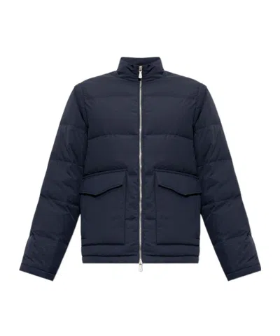 Eleventy Stand Collar Down Jacket In Blue
