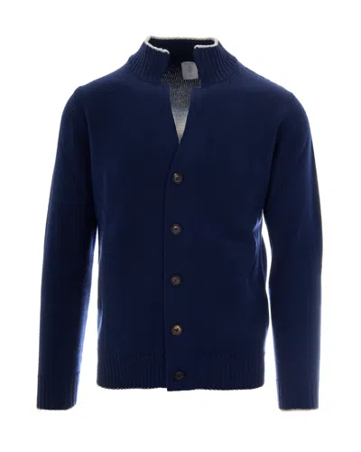 Eleventy Stand Collar Wool Button-front Cardigan In Multi