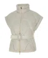 Eleventy Stand Collar Zipper Vest Down Jacket In White