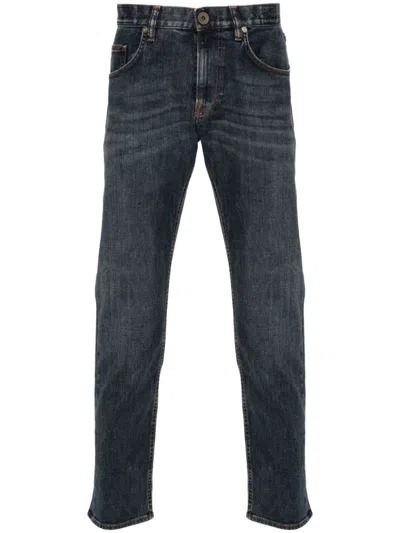 Eleventy Stonewashed Slim Cut Jeans In Blue