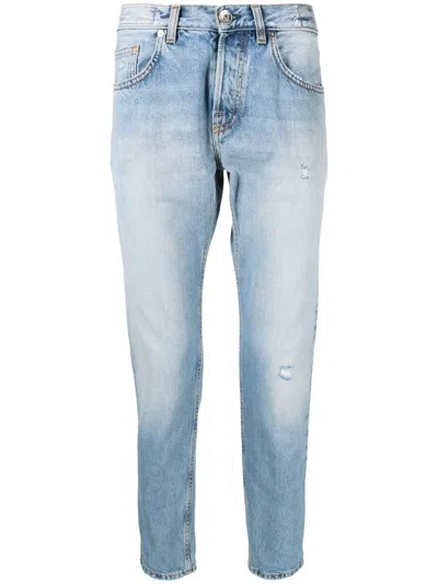 Eleventy Stonewashed Tapered-leg Jeans In Blue