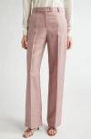 Eleventy Wool-silk-linen Straight Trousers In Rose