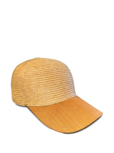 Eleventy Straw Visor Cap In Brown