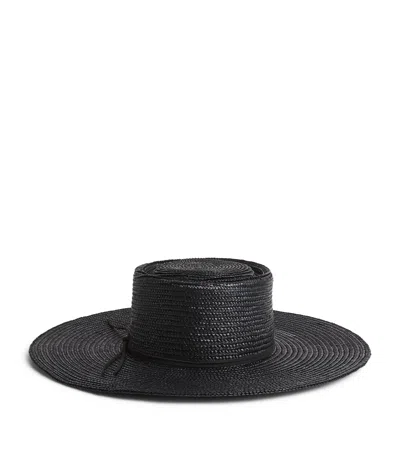 Eleventy Straw Woven Hat In Black