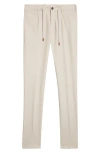 Eleventy White Pants With Elastic Drawstring Waist And Tapered Leg In Cotton Blend Stretch Woman In Neutral