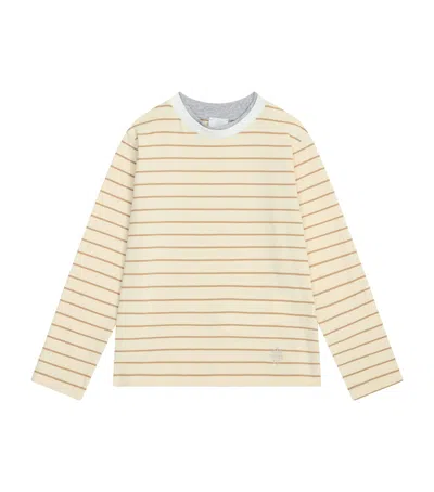 Eleventy Kids' Stretch-cotton Stripe T-shirt In Gold