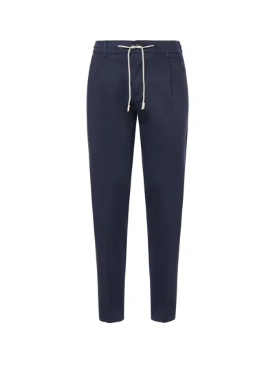 Eleventy Stretch Cotton Trousers In Blue