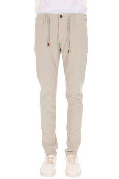Eleventy Stretch Cotton-silk Drawstring Joggers In Transparent