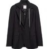 Eleventy Stretch Wool Blazer With Removable Hooded Bib In Black