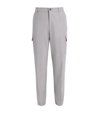 Eleventy Stretch-wool Cargo Trousers In Gray