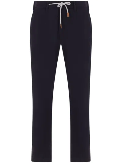 Eleventy Stretch-wool Trousers In Blue New