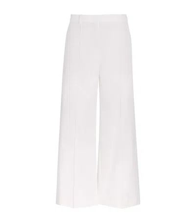Eleventy Stretch-cotton Cropped Wide-leg Trousers In White