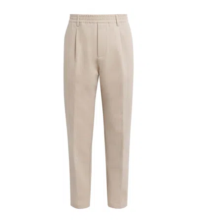 Eleventy Stretch-cotton Elasticated Trousers In Gold