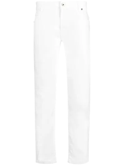 Eleventy Stretch-cotton Tapered Jeans In White