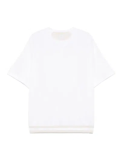 Eleventy Stripe-detail T-shirt In White