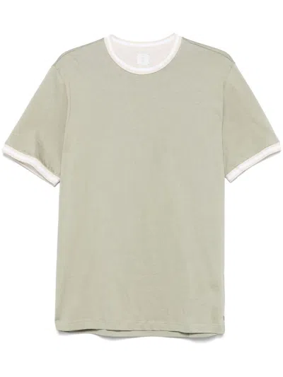 Eleventy Stripe-detailed T-shirt In Green