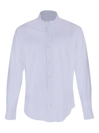 Eleventy Stripe-pattern Long-sleeve Shirt In Blue