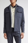 Eleventy Stripe Stretch Virgin Wool & Cashmere Overshirt In Blue