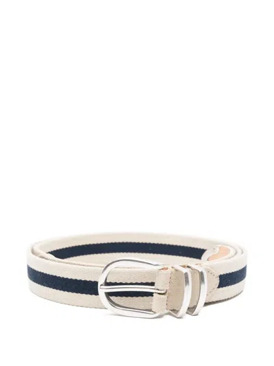 Eleventy Striped Belt In Blue