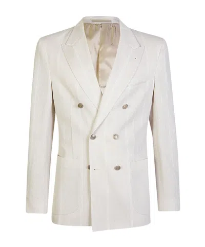 Eleventy Striped Blazer In Neutral