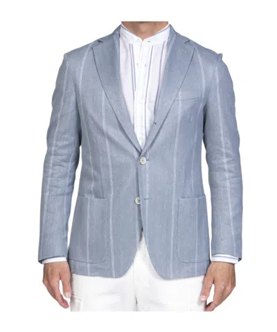 Eleventy Striped Blazer In Blue