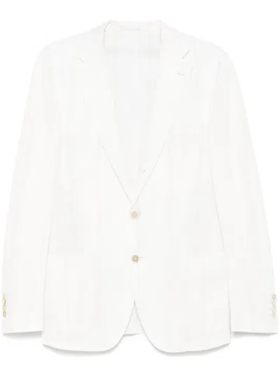 Eleventy Striped Blazer In White