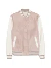 Eleventy Mens Dust Pink And Ivory Contrast-sleeve Suede Varsity Jacket In Neutral