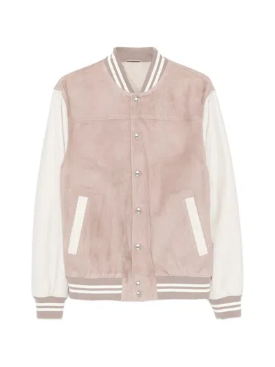 Eleventy Striped Bomber Jacket In Neutral