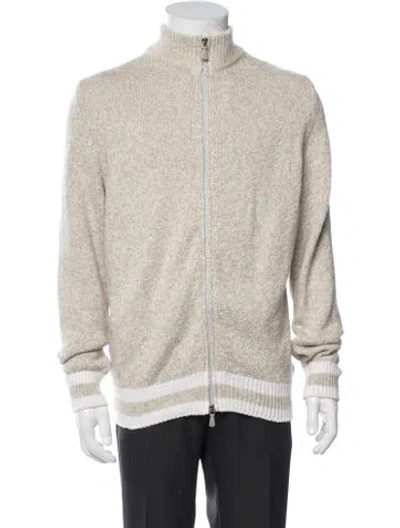 Pre-owned Eleventy Striped Bomber Jacket In Neutral