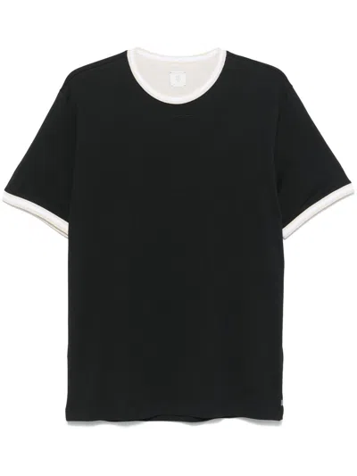 Eleventy Striped-border T-shirt In Black