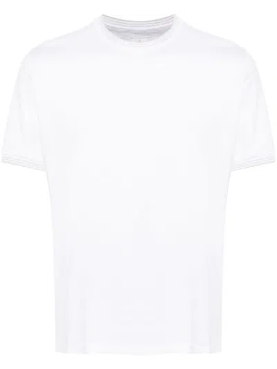 Eleventy Striped-border T-shirt In White