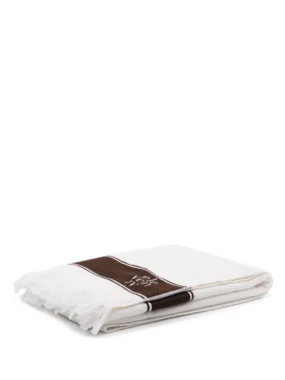 Eleventy Striped Cotton Beach Towel In Neutrals