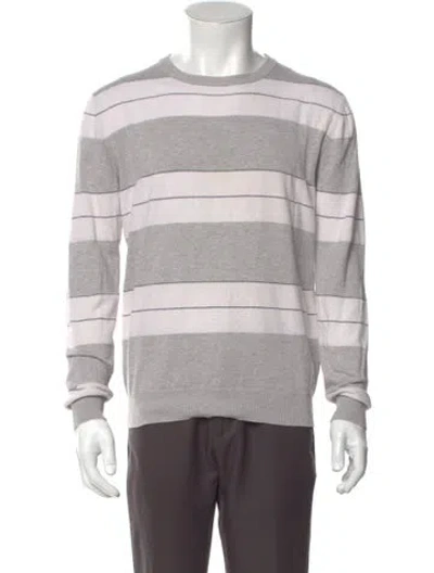 Pre-owned Eleventy Striped Crew Neck Pullover In Gray