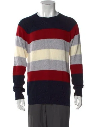 Pre-owned Eleventy Striped Crew Neck Pullover In Red