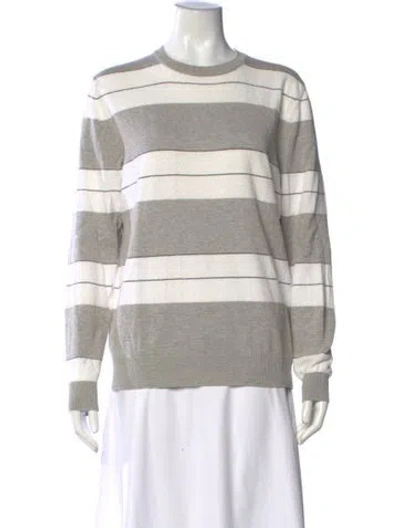 Pre-owned Eleventy Striped Crew Neck Sweater In Grey