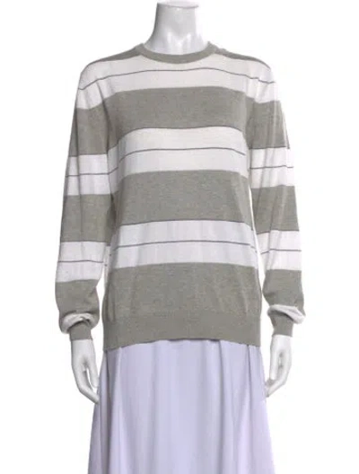 Pre-owned Eleventy Striped Crew Neck Sweater In Grey