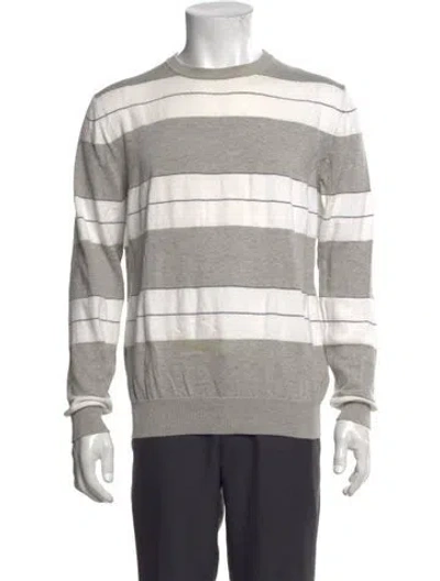 Pre-owned Eleventy Striped Crew Neck Sweatshirt In Grey