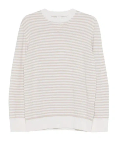 Eleventy Striped Crewneck Jumper In Gray