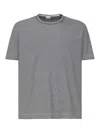 Eleventy Striped Crewneck T-shirt In Gray
