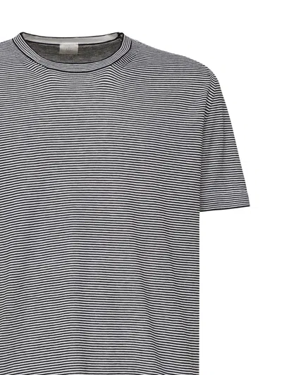 Eleventy Striped Crewneck T Shirt In White Blue